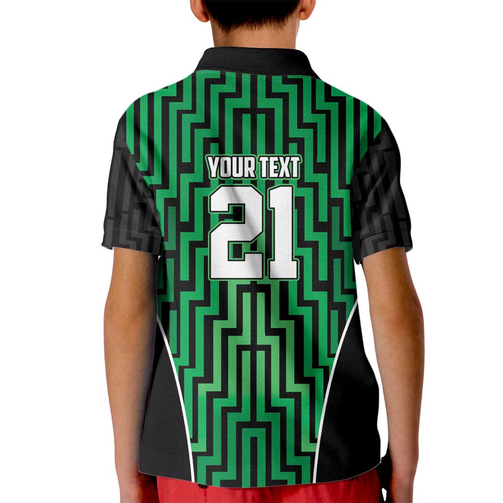 Custom Basketball New Zealand Kid Polo Shirt Green Maori Ta Moko Indigenous - Aussie Hoodie