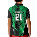Custom Basketball New Zealand Kid Polo Shirt Green Maori Ta Moko Indigenous - Aussie Hoodie