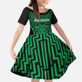 Custom Basketball New Zealand Kid Short Sleeve Dress Green Maori Ta Moko Indigenous - Aussie Hoodie