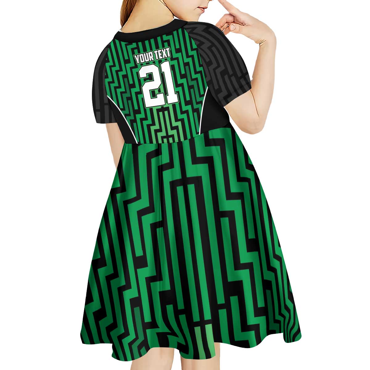 Custom Basketball New Zealand Kid Short Sleeve Dress Green Maori Ta Moko Indigenous - Aussie Hoodie