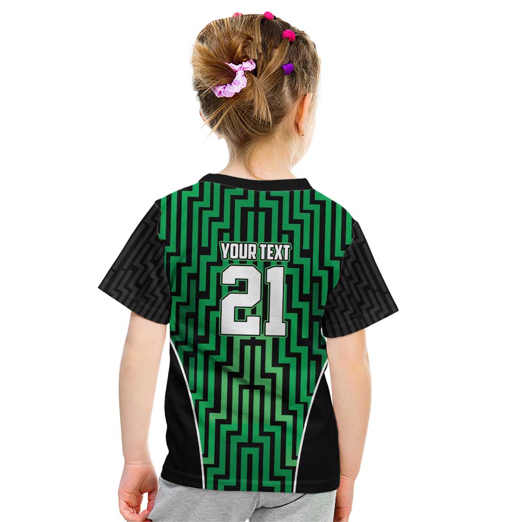 Custom Basketball New Zealand Kid T Shirt Green Maori Ta Moko Indigenous - Aussie Hoodie