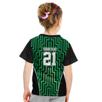 Custom Basketball New Zealand Kid T Shirt Green Maori Ta Moko Indigenous - Aussie Hoodie