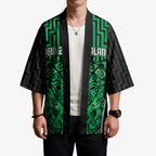 Custom Basketball New Zealand Kimono Green Maori Ta Moko Indigenous - Aussie Hoodie