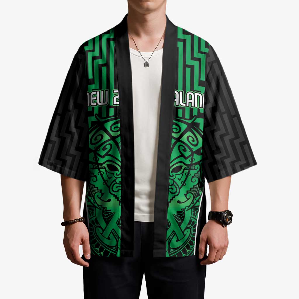 Custom Basketball New Zealand Kimono Green Maori Ta Moko Indigenous - Aussie Hoodie