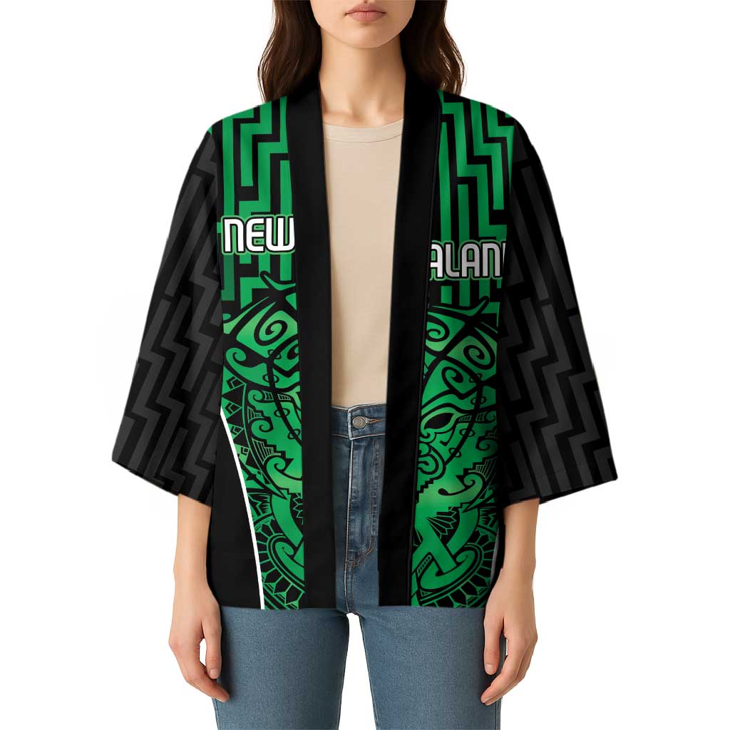 Custom Basketball New Zealand Kimono Green Maori Ta Moko Indigenous - Aussie Hoodie