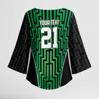 Custom Basketball New Zealand Kimono Sleeve Blouse Green Maori Ta Moko Indigenous - Aussie Hoodie