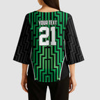Custom Basketball New Zealand Kimono Sleeve Blouse Green Maori Ta Moko Indigenous - Aussie Hoodie