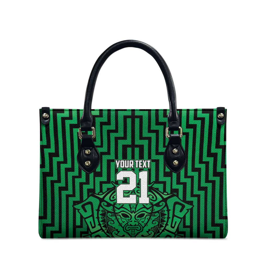 Custom Basketball New Zealand Leather Bag Green Maori Ta Moko Indigenous - Aussie Hoodie