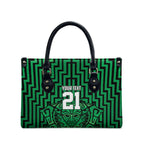 Custom Basketball New Zealand Leather Bag Green Maori Ta Moko Indigenous - Aussie Hoodie