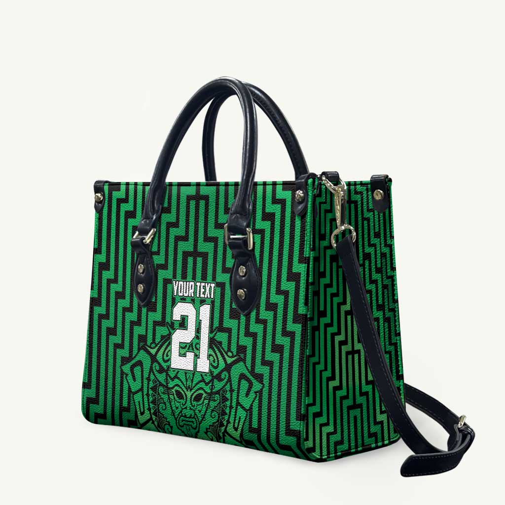 Custom Basketball New Zealand Leather Bag Green Maori Ta Moko Indigenous - Aussie Hoodie