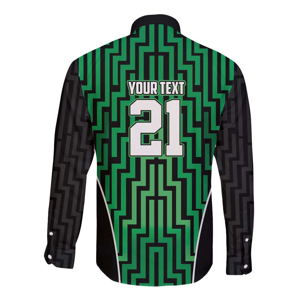 Custom Basketball New Zealand Long Sleeve Button Shirt Green Maori Ta Moko Indigenous - Aussie Hoodie