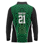 Custom Basketball New Zealand Long Sleeve Polo Shirt Green Maori Ta Moko Indigenous - Aussie Hoodie