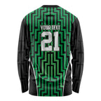 Custom Basketball New Zealand Long Sleeve Shirt Green Maori Ta Moko Indigenous - Aussie Hoodie