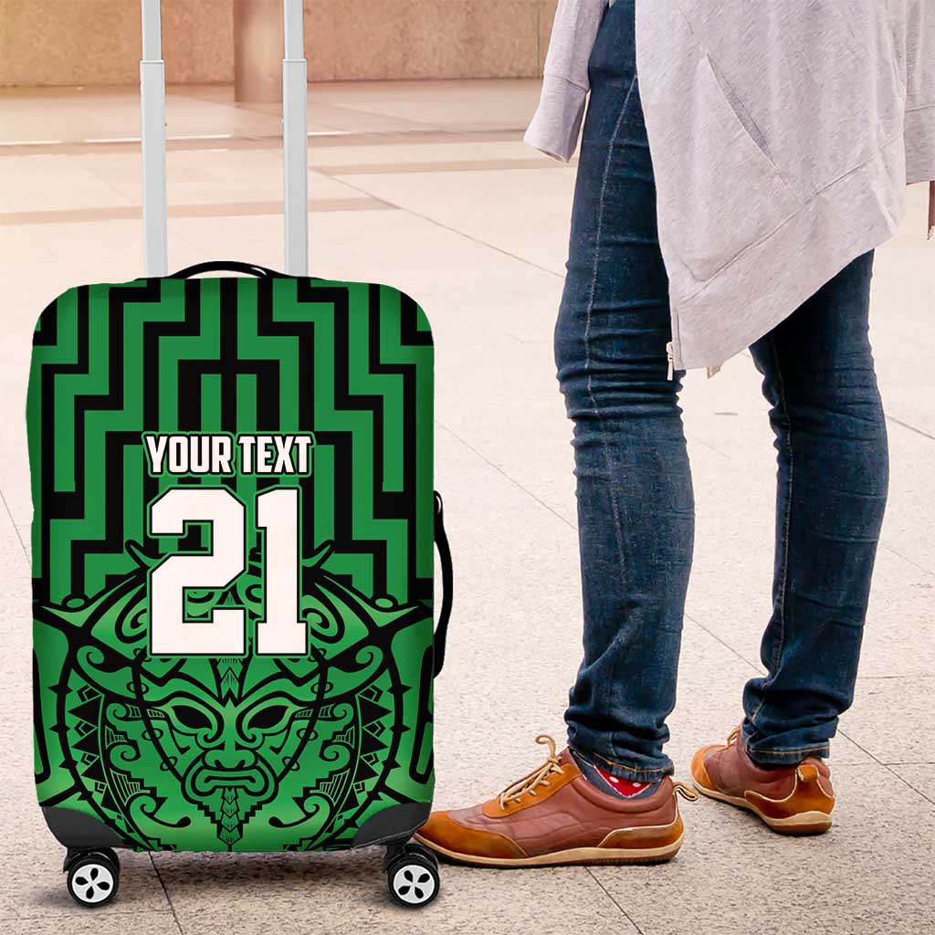 Custom Basketball New Zealand Luggage Cover Green Maori Ta Moko Indigenous - Aussie Hoodie