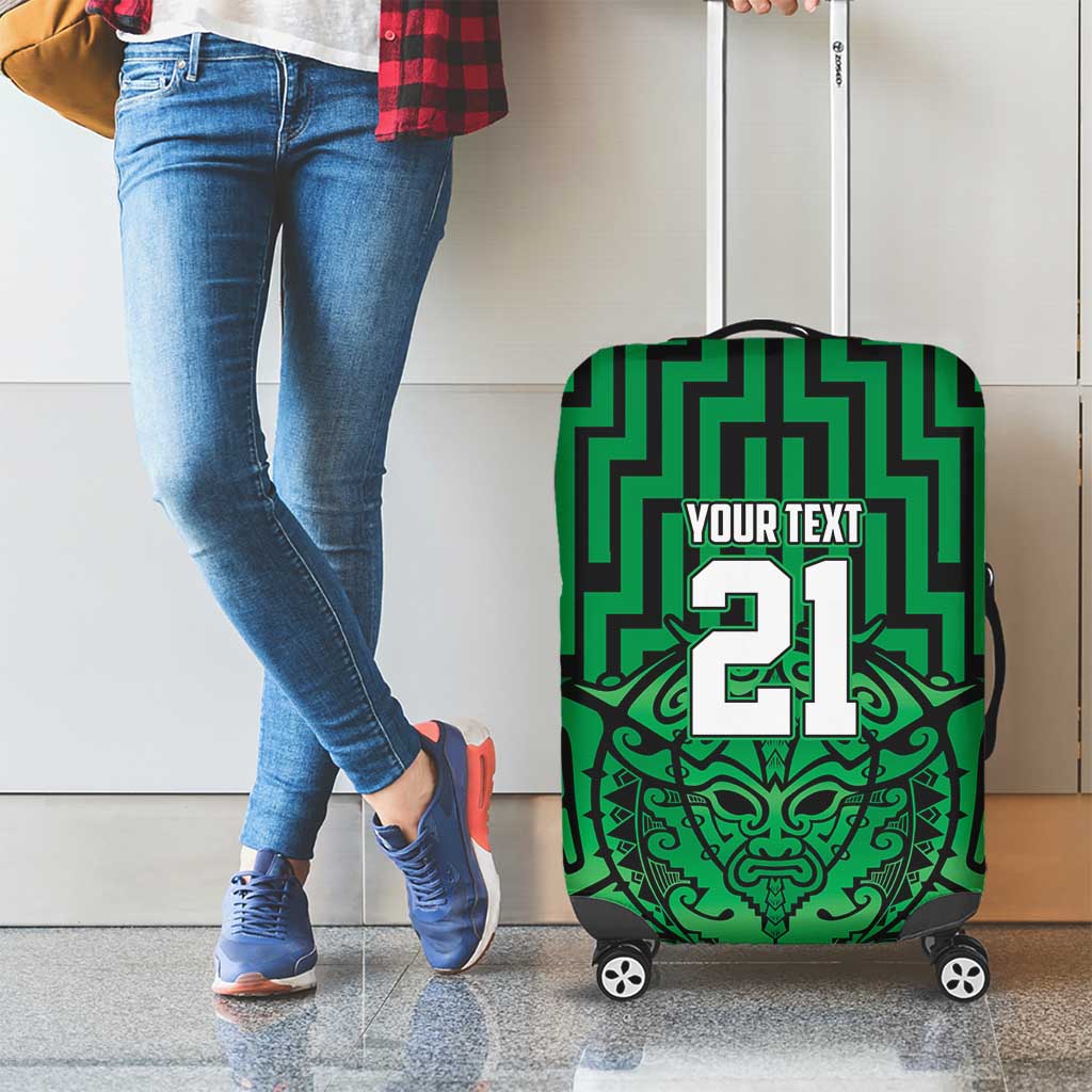 Custom Basketball New Zealand Luggage Cover Green Maori Ta Moko Indigenous - Aussie Hoodie