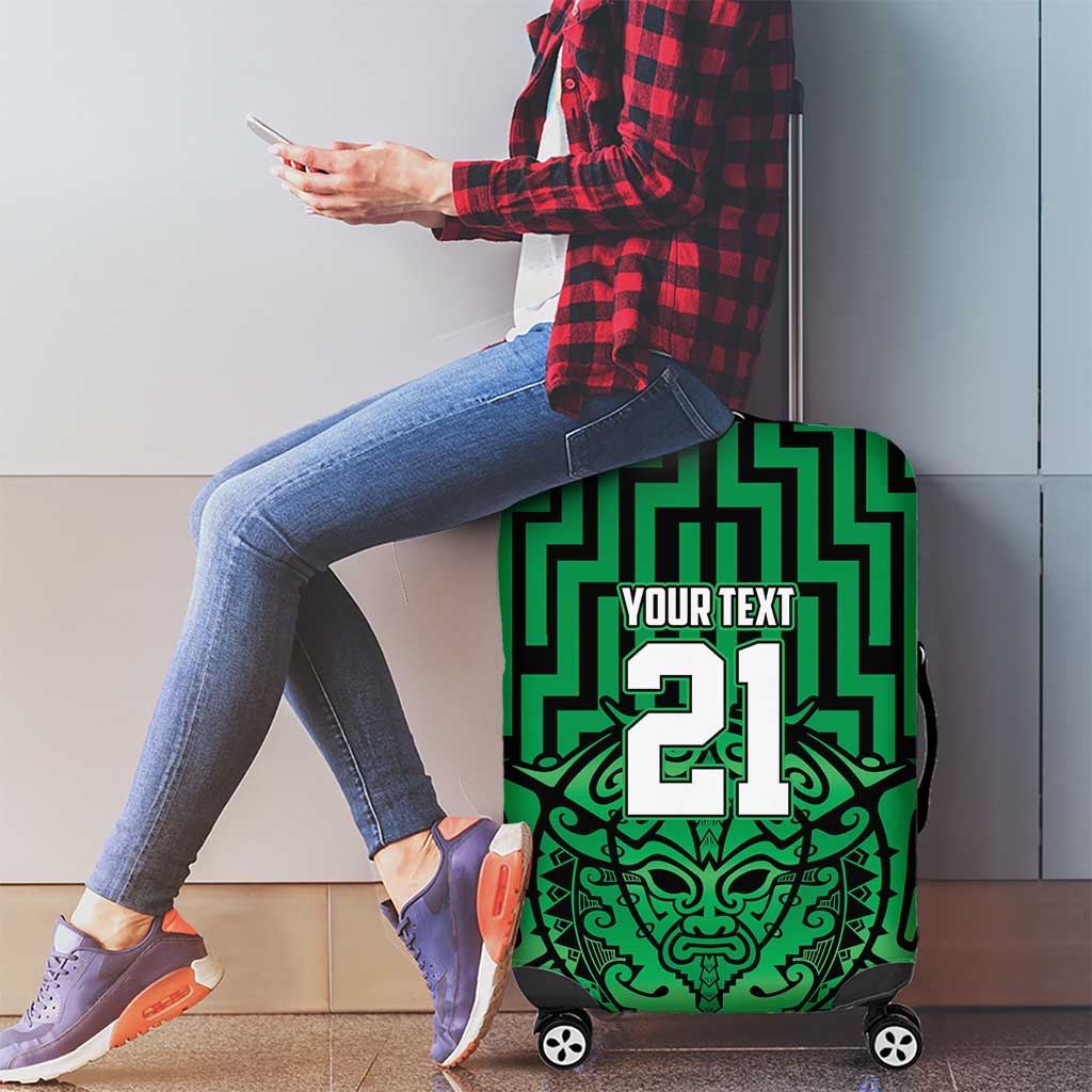 Custom Basketball New Zealand Luggage Cover Green Maori Ta Moko Indigenous - Aussie Hoodie