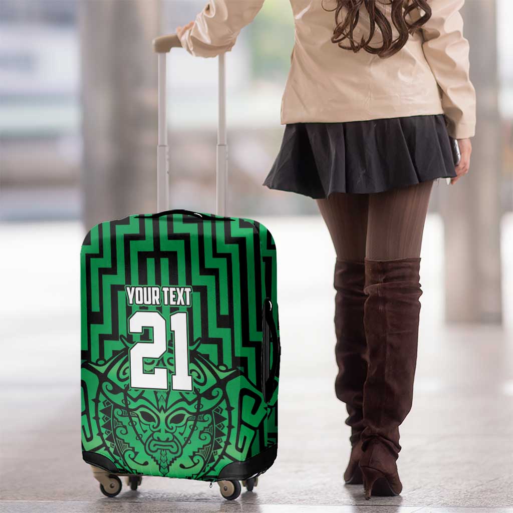 Custom Basketball New Zealand Luggage Cover Green Maori Ta Moko Indigenous - Aussie Hoodie