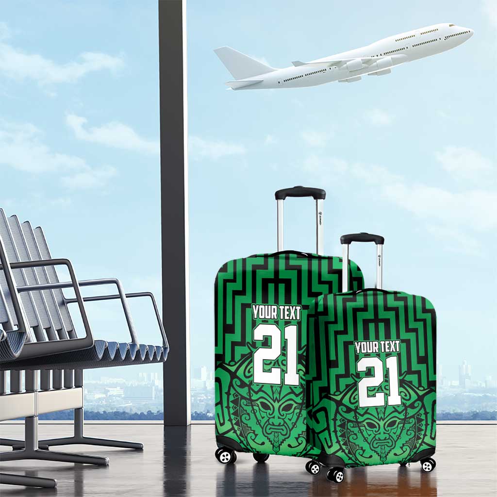 Custom Basketball New Zealand Luggage Cover Green Maori Ta Moko Indigenous - Aussie Hoodie