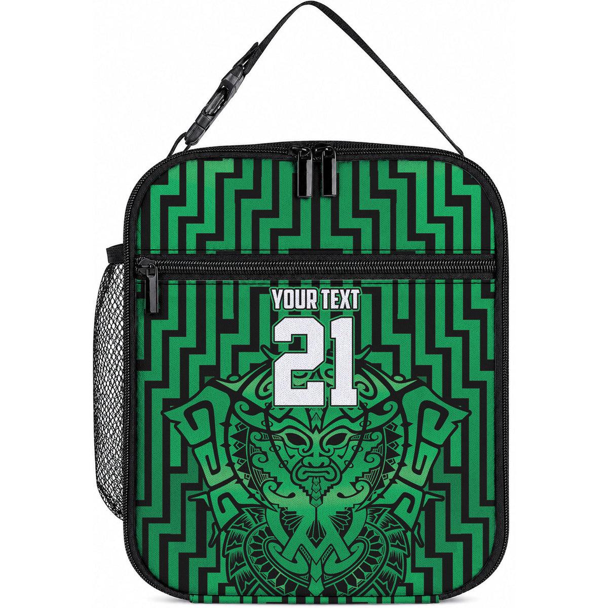 Custom Basketball New Zealand Lunch Bag Green Maori Ta Moko Indigenous