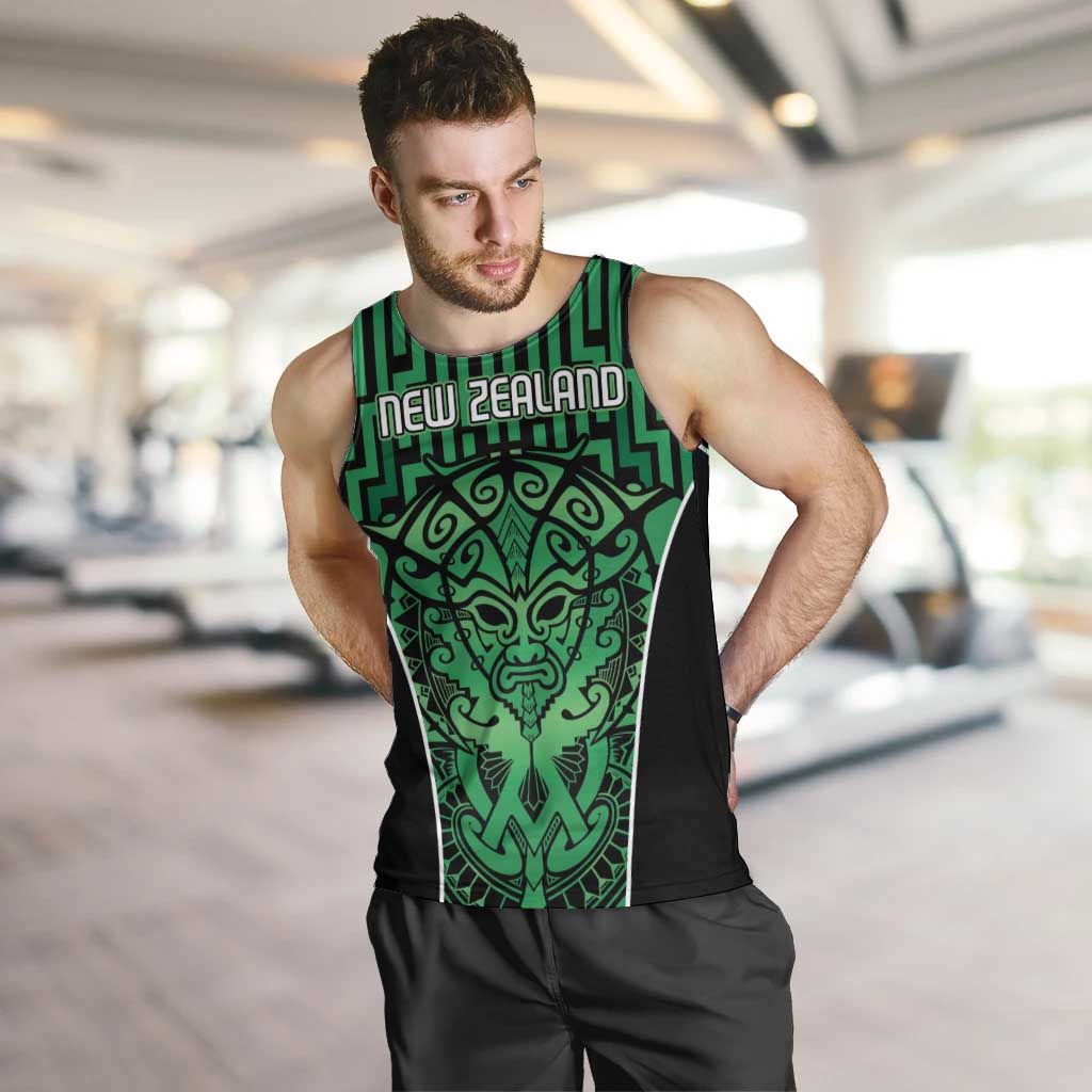 Custom Basketball New Zealand Men Tank Top Green Maori Ta Moko Indigenous - Aussie Hoodie