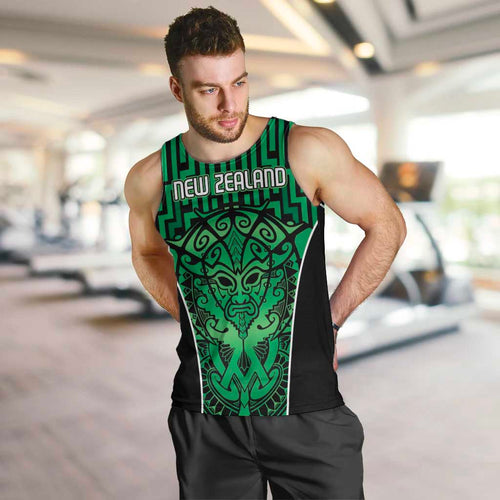 Custom Basketball New Zealand Men Tank Top Green Maori Ta Moko Indigenous - Aussie Hoodie
