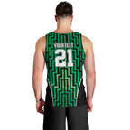 Custom Basketball New Zealand Men Tank Top Green Maori Ta Moko Indigenous - Aussie Hoodie