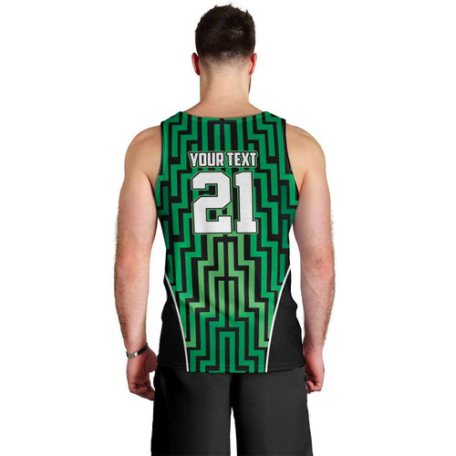 Custom Basketball New Zealand Men Tank Top Green Maori Ta Moko Indigenous - Aussie Hoodie