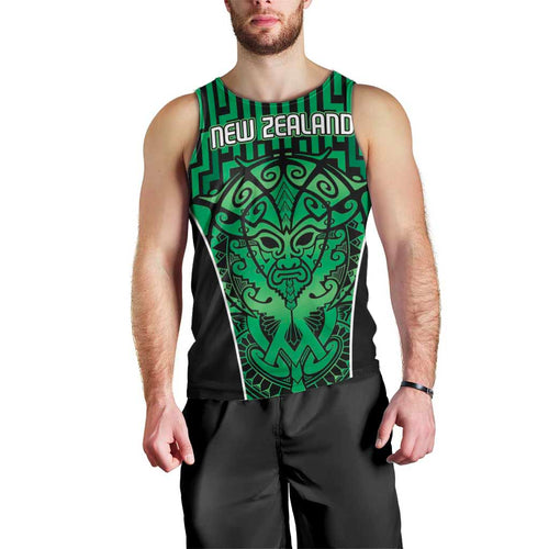 Custom Basketball New Zealand Men Tank Top Green Maori Ta Moko Indigenous - Aussie Hoodie