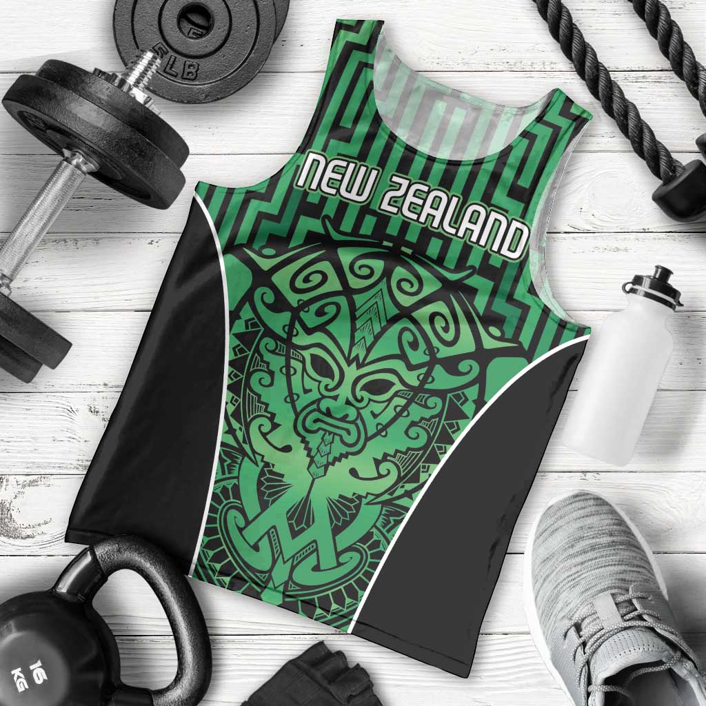 Custom Basketball New Zealand Men Tank Top Green Maori Ta Moko Indigenous - Aussie Hoodie