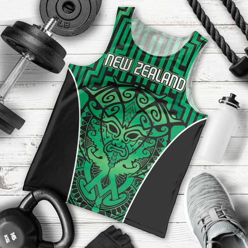 Custom Basketball New Zealand Men Tank Top Green Maori Ta Moko Indigenous - Aussie Hoodie