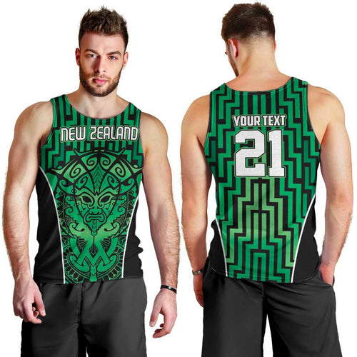 Custom Basketball New Zealand Men Tank Top Green Maori Ta Moko Indigenous - Aussie Hoodie