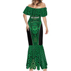 Custom Basketball New Zealand Mermaid Dress Green Maori Ta Moko Indigenous - Aussie Hoodie