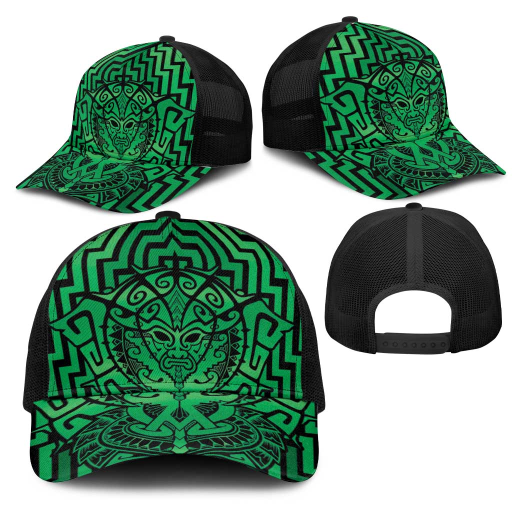 Basketball New Zealand Mesh Trucker Cap Green Maori Ta Moko Indigenous - Aussie Hoodie