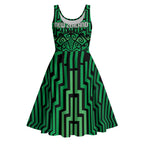 Custom Basketball New Zealand Midi Dress Green Maori Ta Moko Indigenous - Aussie Hoodie