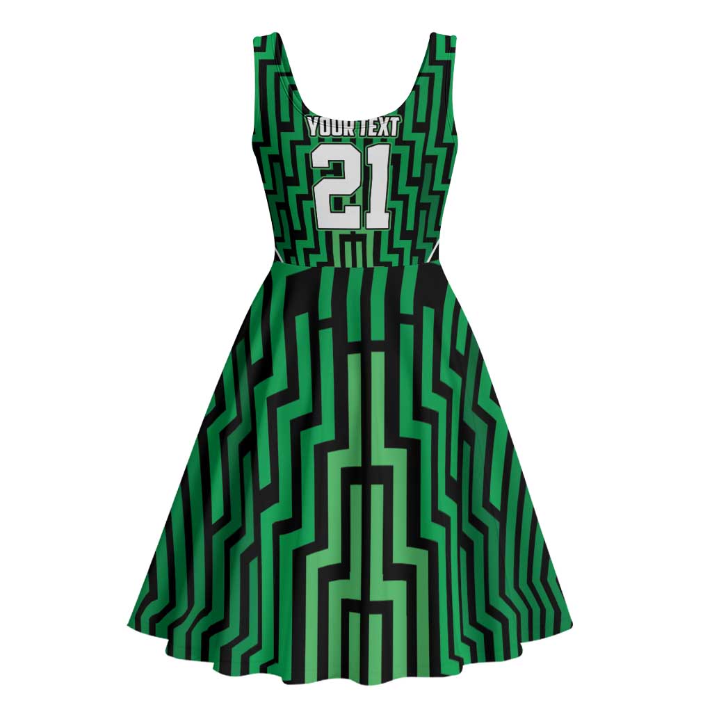 Custom Basketball New Zealand Midi Dress Green Maori Ta Moko Indigenous - Aussie Hoodie