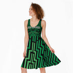 Custom Basketball New Zealand Midi Dress Green Maori Ta Moko Indigenous - Aussie Hoodie