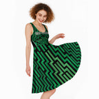 Custom Basketball New Zealand Midi Dress Green Maori Ta Moko Indigenous - Aussie Hoodie