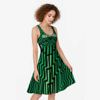 Custom Basketball New Zealand Midi Dress Green Maori Ta Moko Indigenous - Aussie Hoodie