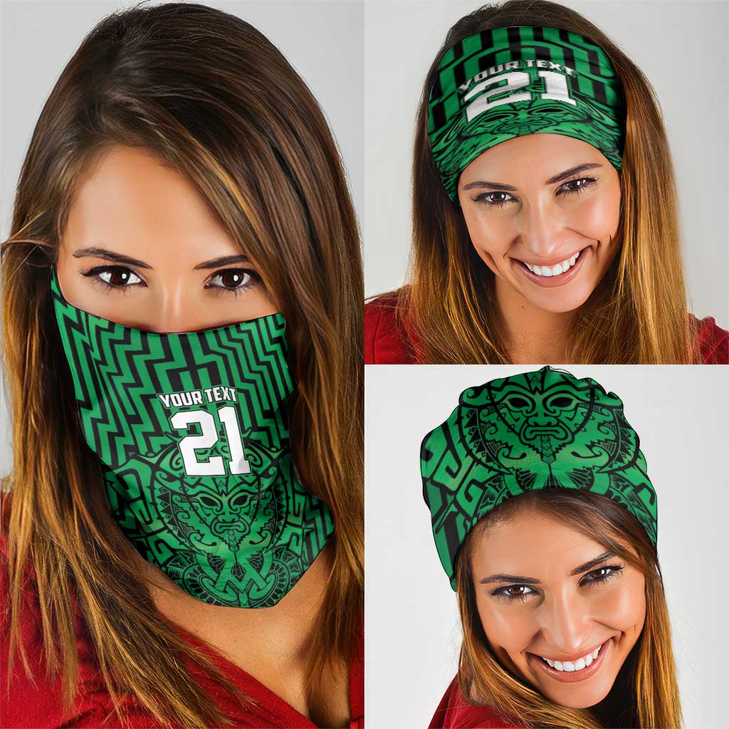 Custom Basketball New Zealand Neck Gaiter Green Maori Ta Moko Indigenous LT9