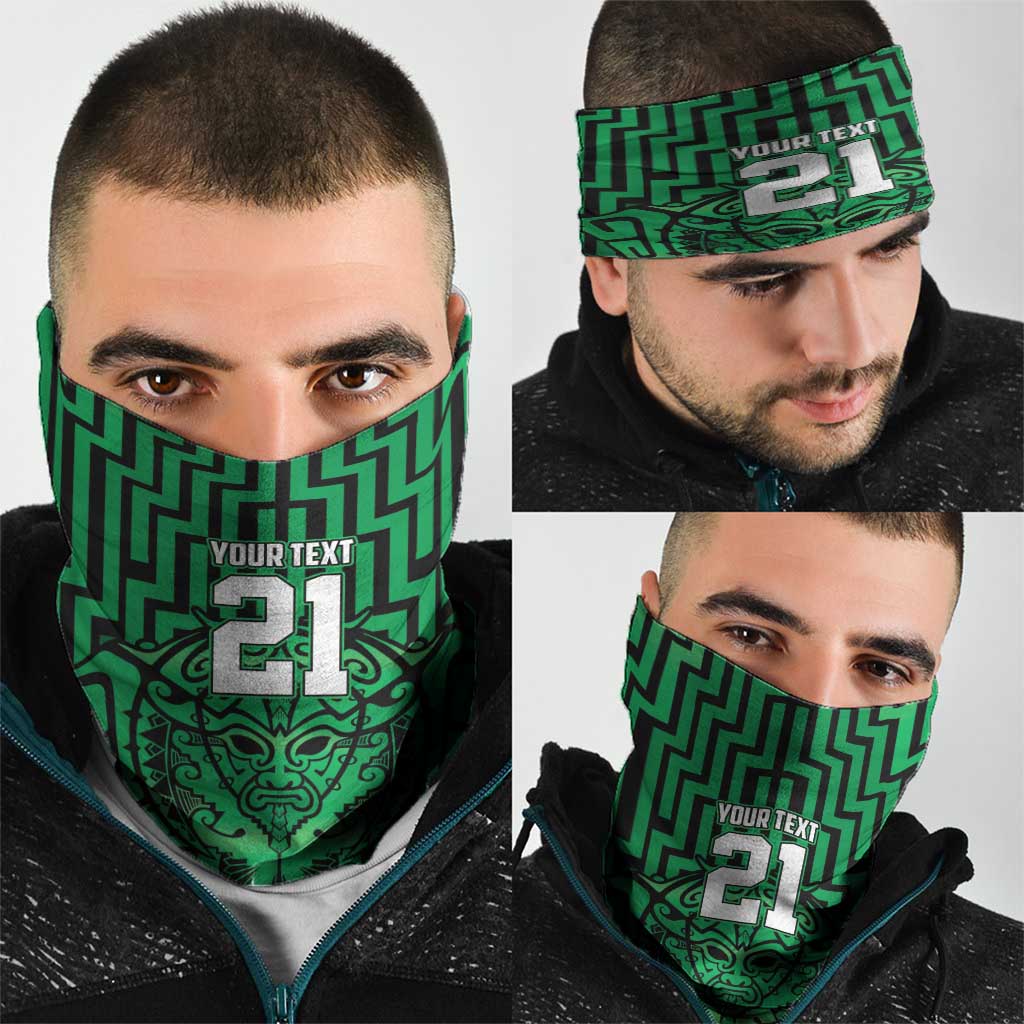 Custom Basketball New Zealand Neck Gaiter Green Maori Ta Moko Indigenous LT9