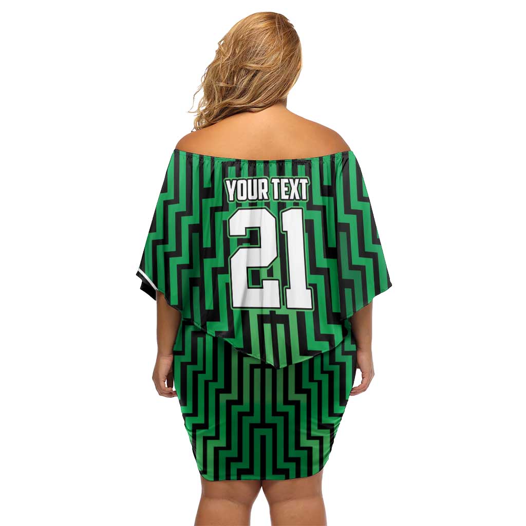Custom Basketball New Zealand Off Shoulder Short Dress Green Maori Ta Moko Indigenous - Aussie Hoodie