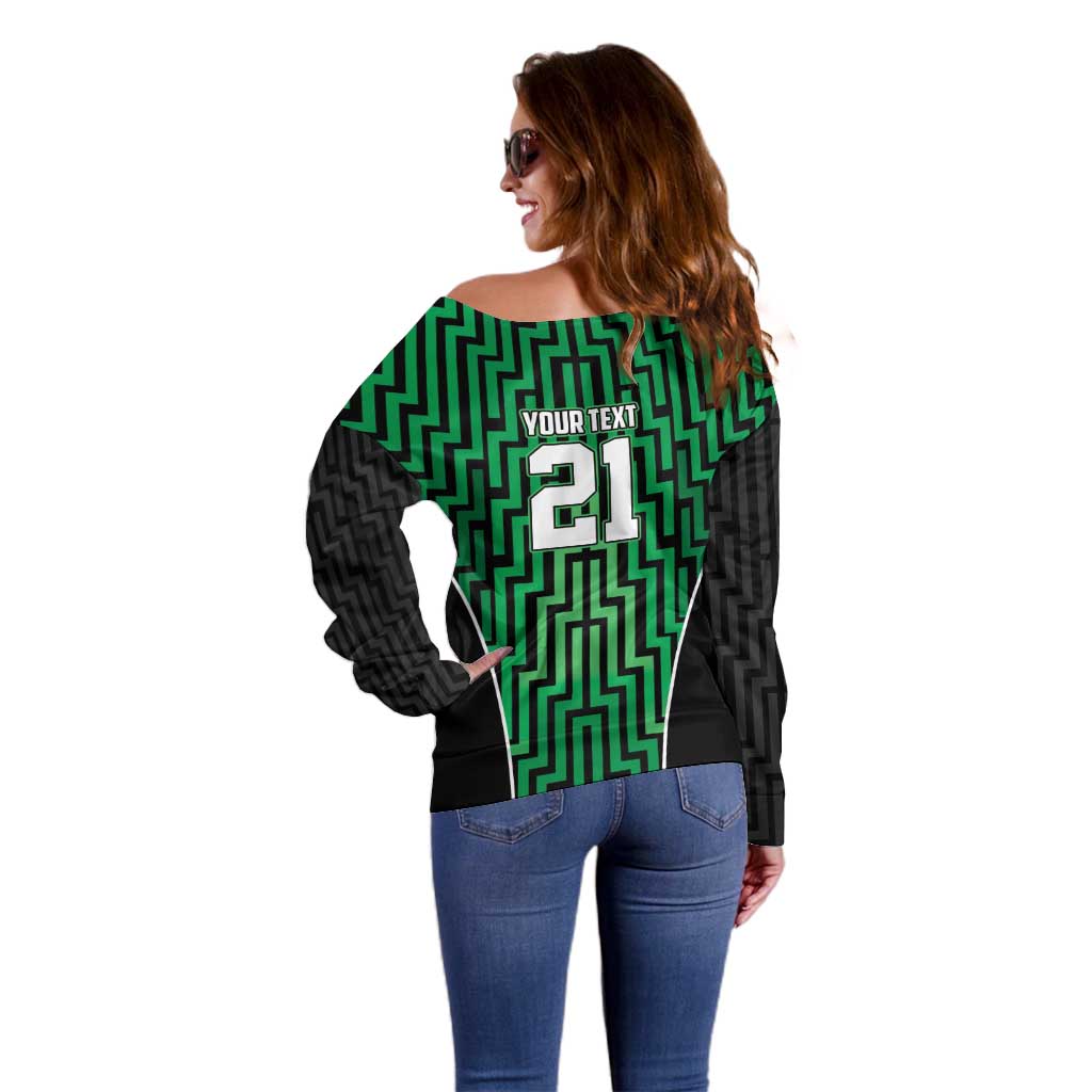 Custom Basketball New Zealand Off Shoulder Sweater Green Maori Ta Moko Indigenous - Aussie Hoodie