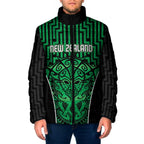 Custom Basketball New Zealand Padded Jacket Green Maori Ta Moko Indigenous - Aussie Hoodie