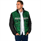 Custom Basketball New Zealand Padded Jacket Green Maori Ta Moko Indigenous - Aussie Hoodie