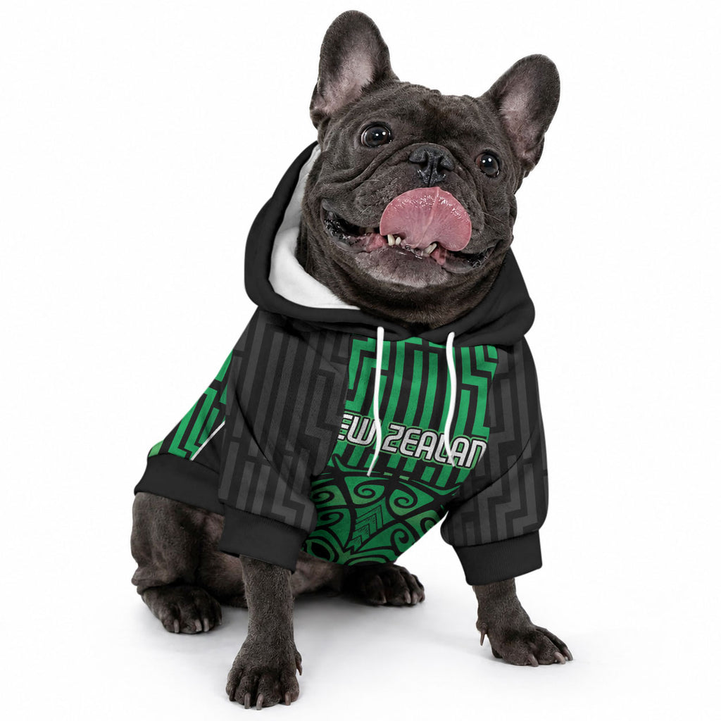 Custom Basketball New Zealand Pet Hoodie Green Maori Ta Moko Indigenous