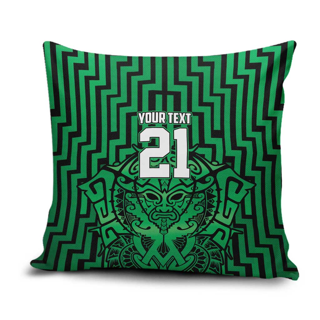 Custom Basketball New Zealand Pillow Cover Green Maori Ta Moko Indigenous - Aussie Hoodie