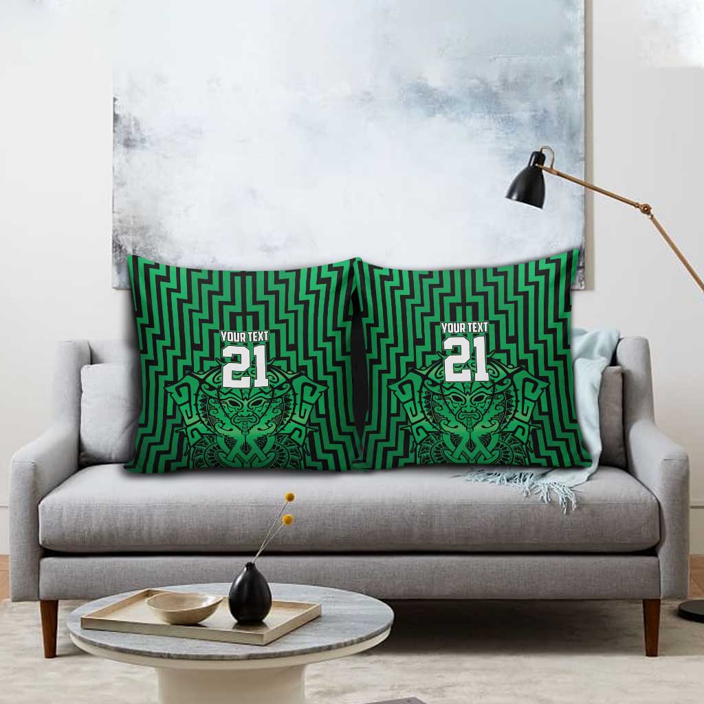 Custom Basketball New Zealand Pillow Cover Green Maori Ta Moko Indigenous - Aussie Hoodie