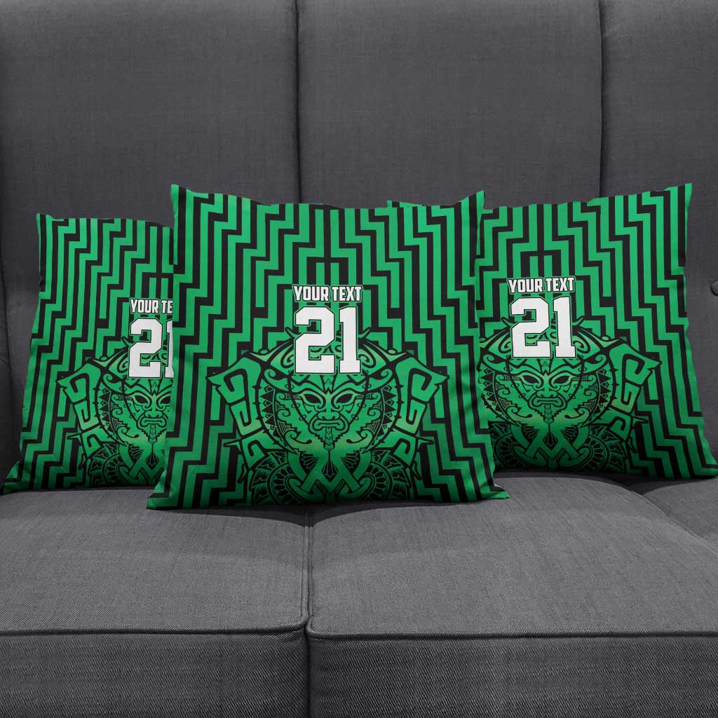 Custom Basketball New Zealand Pillow Cover Green Maori Ta Moko Indigenous - Aussie Hoodie