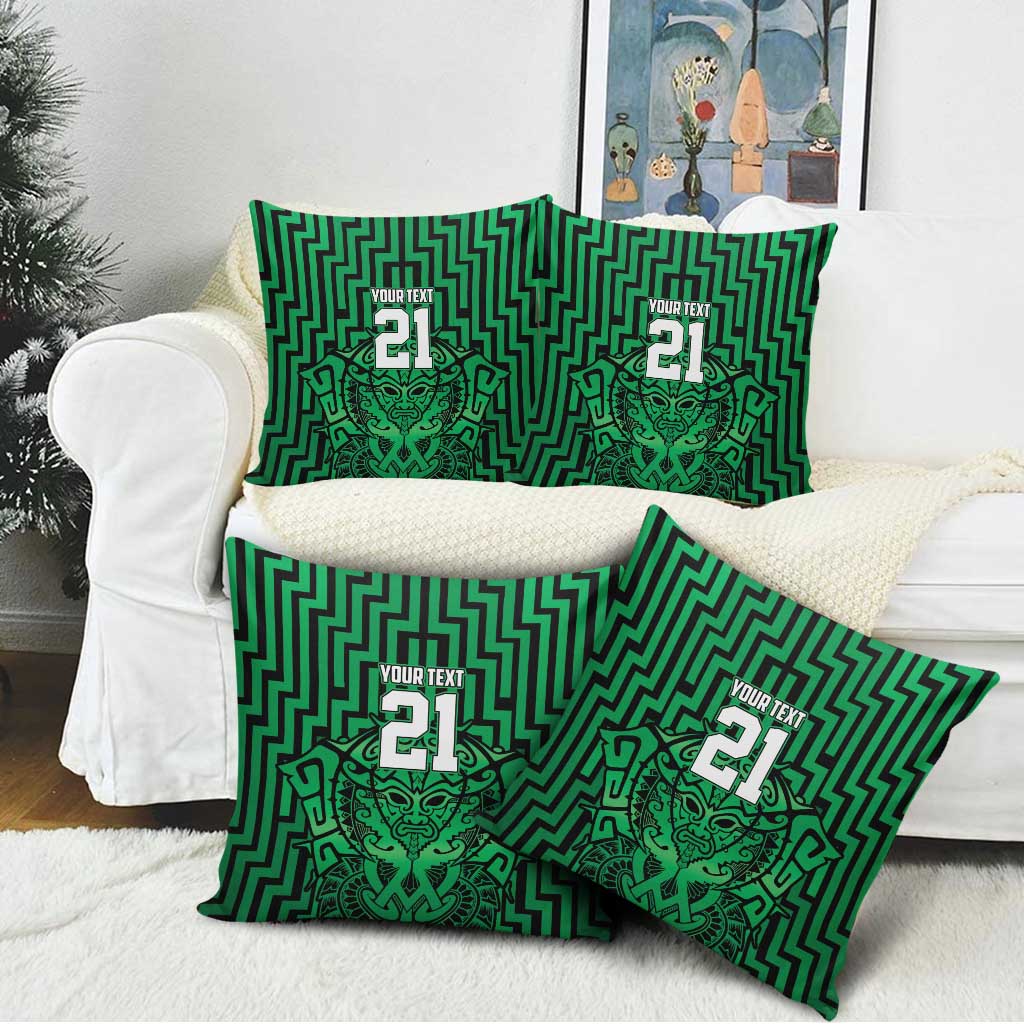 Custom Basketball New Zealand Pillow Cover Green Maori Ta Moko Indigenous - Aussie Hoodie