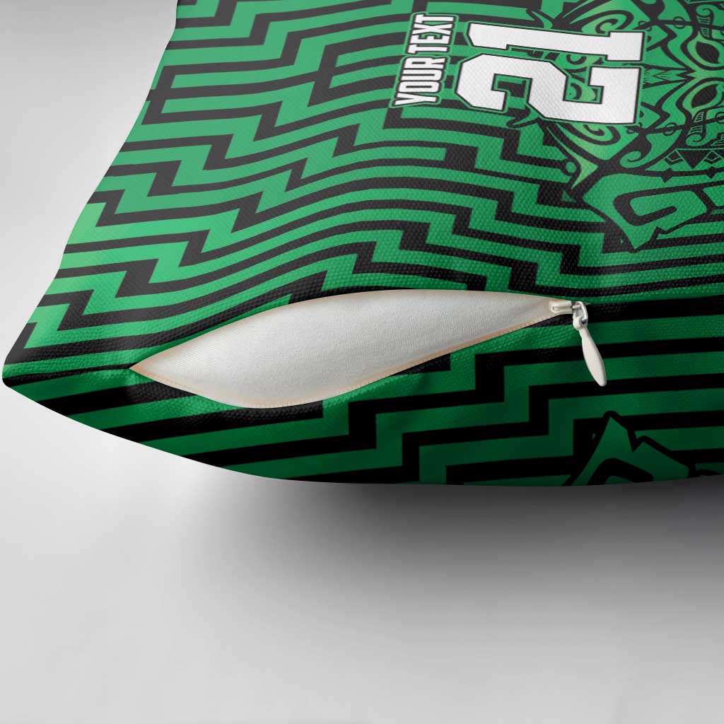 Custom Basketball New Zealand Pillow Cover Green Maori Ta Moko Indigenous - Aussie Hoodie